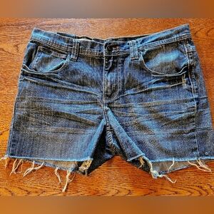 Empyre Blue Denim Cut Off Shorts Frayed Hem Skeletor Slim 34 Women's